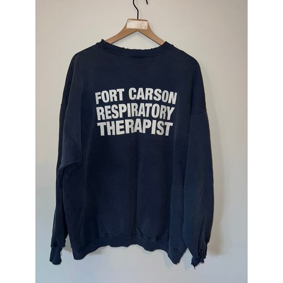 Vintage US Army Sweatshirt Evans Hospital Fort Carson Therapist Crewneck 90s 2XL - Picture 7 of 11